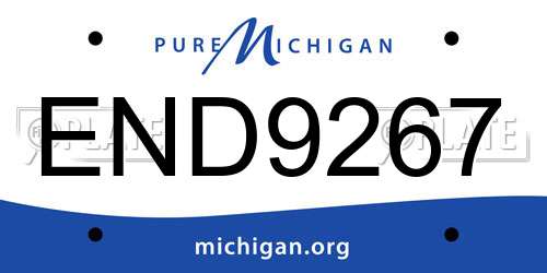 END9267 Michigan License Plate