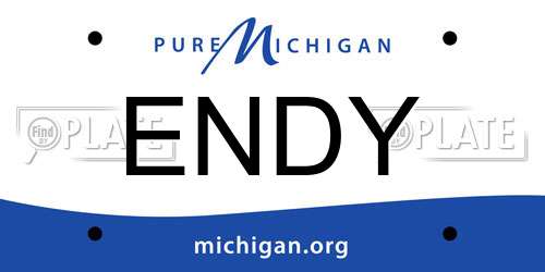 ENDY Michigan License Plate