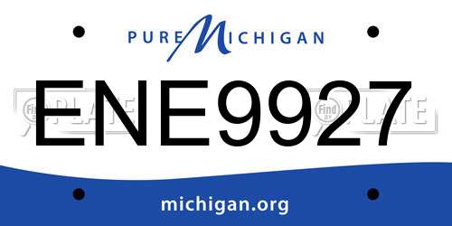 ENE9927 Michigan License Plate