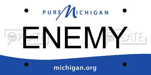 ENEMY Michigan License Plate