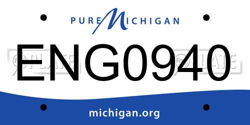 ENG0940 Michigan License Plate