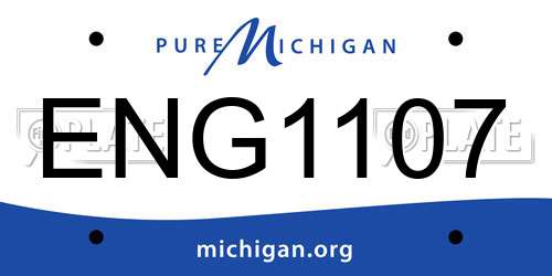 ENG1107 Michigan License Plate