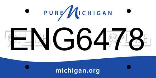 ENG6478 Michigan License Plate