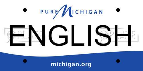 ENGLISH Michigan License Plate