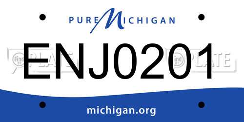 ENJ0201 Michigan License Plate