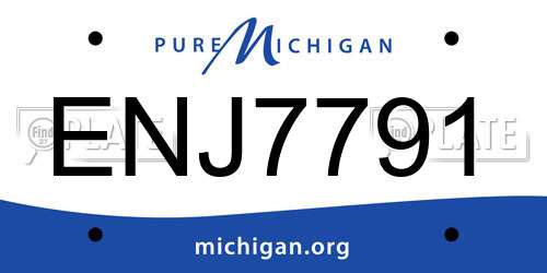ENJ7791 Michigan License Plate