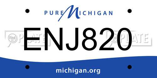 ENJ820 Michigan License Plate