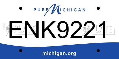ENK9221 Michigan License Plate