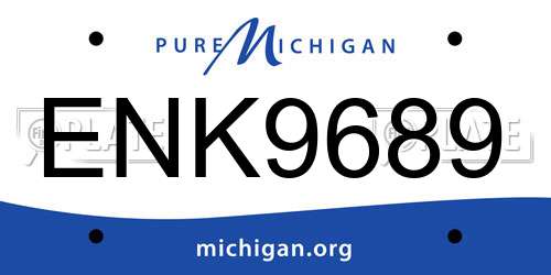 ENK9689 Michigan License Plate