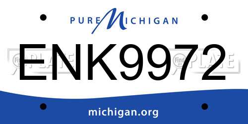ENK9972 Michigan License Plate