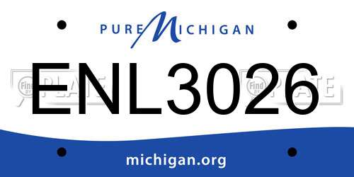 ENL3026 Michigan License Plate