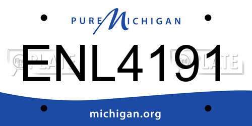 ENL4191 Michigan License Plate
