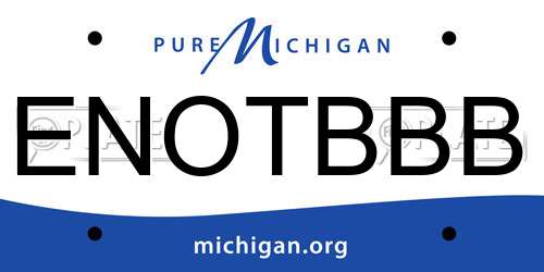 ENOTBBB Michigan License Plate