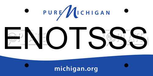 ENOTSSS Michigan License Plate