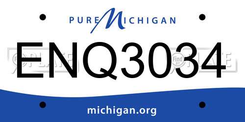 ENQ3034 Michigan License Plate