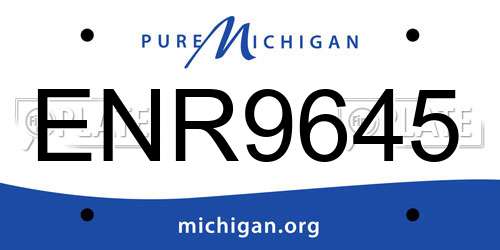 ENR9645 Michigan License Plate