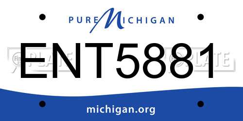 ENT5881 Michigan License Plate