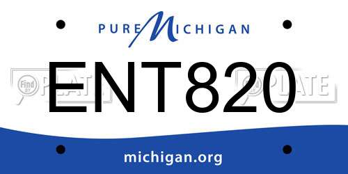 ENT820 Michigan License Plate