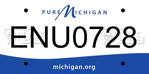 ENU0728 Michigan License Plate