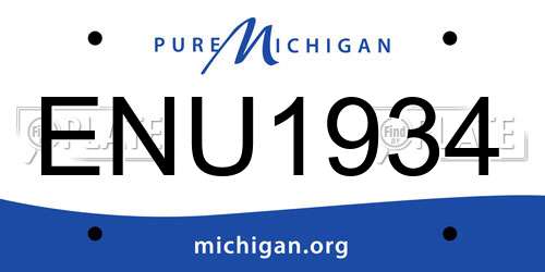 ENU1934 Michigan License Plate