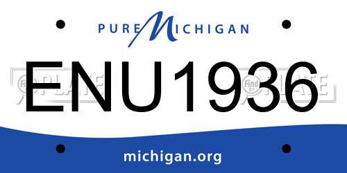 ENU1936 Michigan License Plate