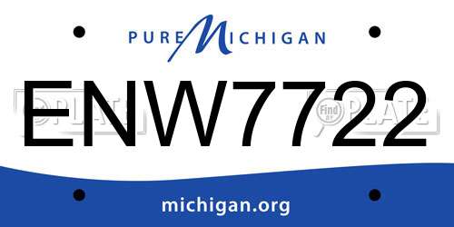 ENW7722 Michigan License Plate
