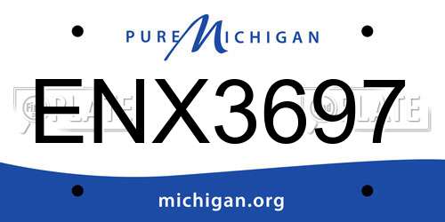 ENX3697 Michigan License Plate