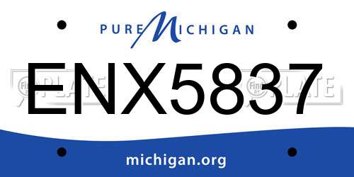 ENX5837 Michigan License Plate
