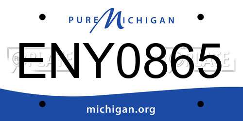 ENY0865 Michigan License Plate