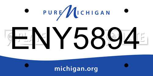 ENY5894 Michigan License Plate