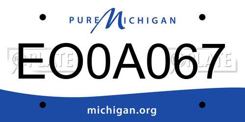 EO0A067 Michigan License Plate