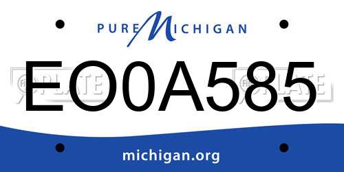 EO0A585 Michigan License Plate