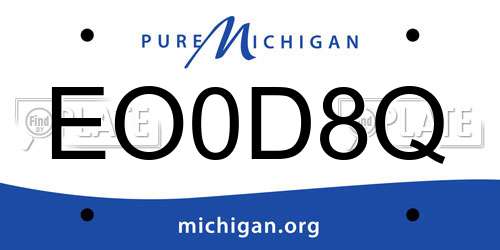 EO0D8Q Michigan License Plate