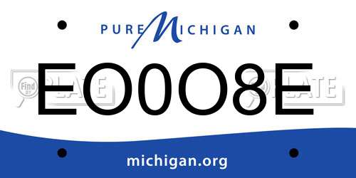 EO0O8E Michigan License Plate