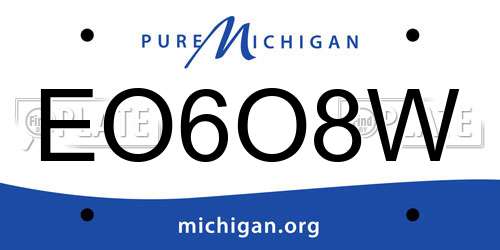 EO6O8W Michigan License Plate