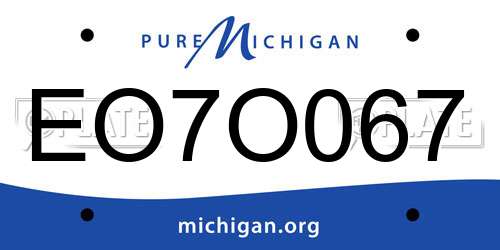 EO7O067 Michigan License Plate