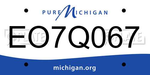 EO7Q067 Michigan License Plate