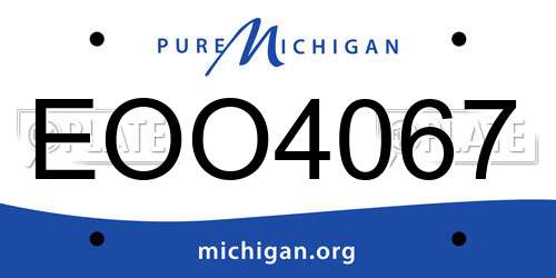 EOO4067 Michigan License Plate