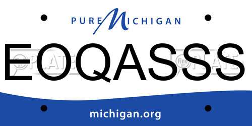 EOQASSS Michigan License Plate