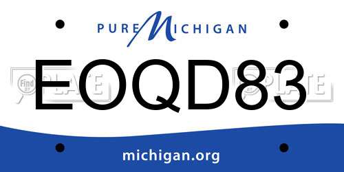 EOQD83 Michigan License Plate