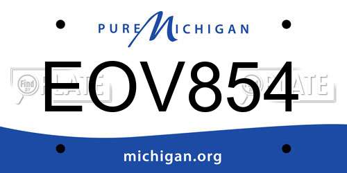 EOV854 Michigan License Plate
