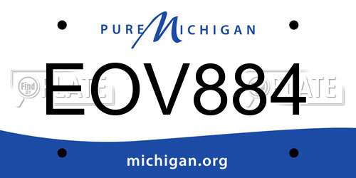 EOV884 Michigan License Plate