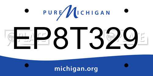 EP8T329 Michigan License Plate