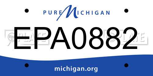 EPA0882 Michigan License Plate