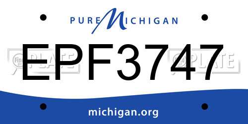 EPF3747 Michigan License Plate