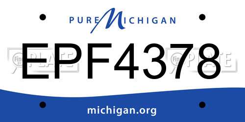 EPF4378 Michigan License Plate