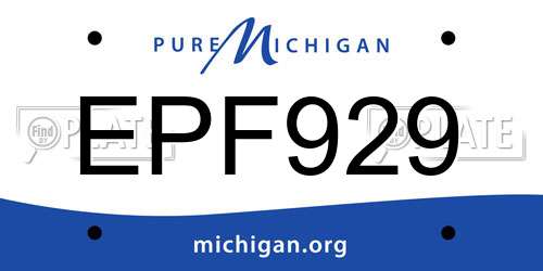 EPF929 Michigan License Plate