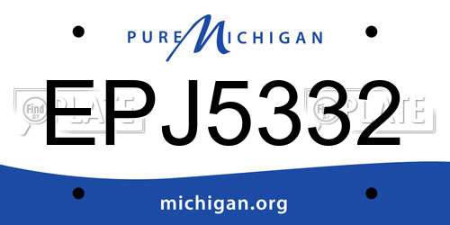 EPJ5332 Michigan License Plate