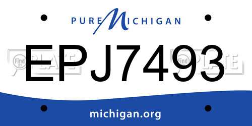 EPJ7493 Michigan License Plate