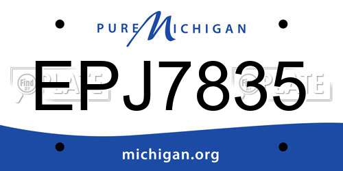 EPJ7835 Michigan License Plate